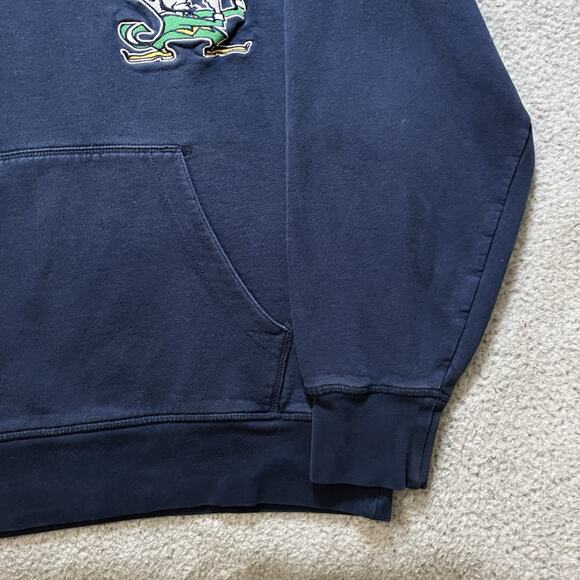 Notre Dame Hoodie Mens Medium Adidas Blue Vintage Embroidered Fighting Irish - Picture 10 of 12